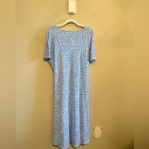 Mango MNG • NWT Blue & White Daisy XXL A Line V Neck Midi Dress Pleated Detail - Picture 10 of 11